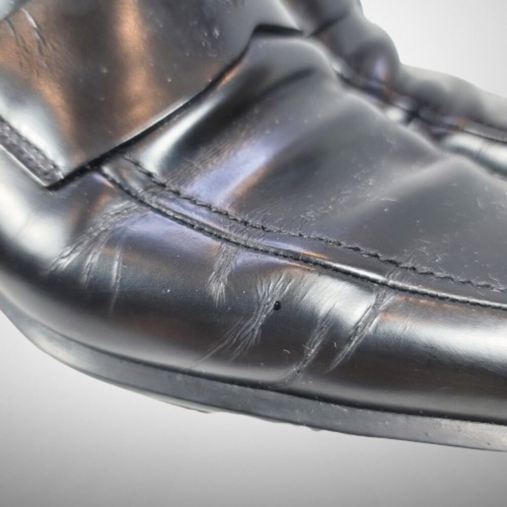 FAIR CONDITION Prada Brushed Leather Triangle Logo Loafers Size: 8.5 - Picture 10 of 16